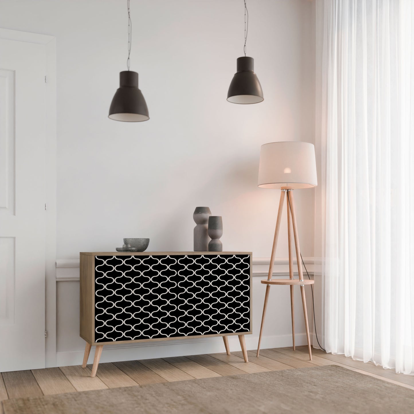 TESSELATED BLACKNESS 2-Door Sideboard in Oak Effect
