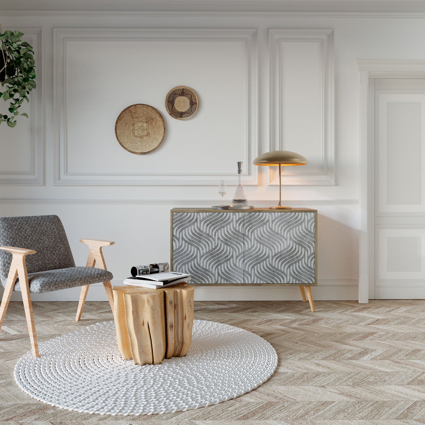 CONCRETE MOVEMENT 2-Door Sideboard in Oak Effect