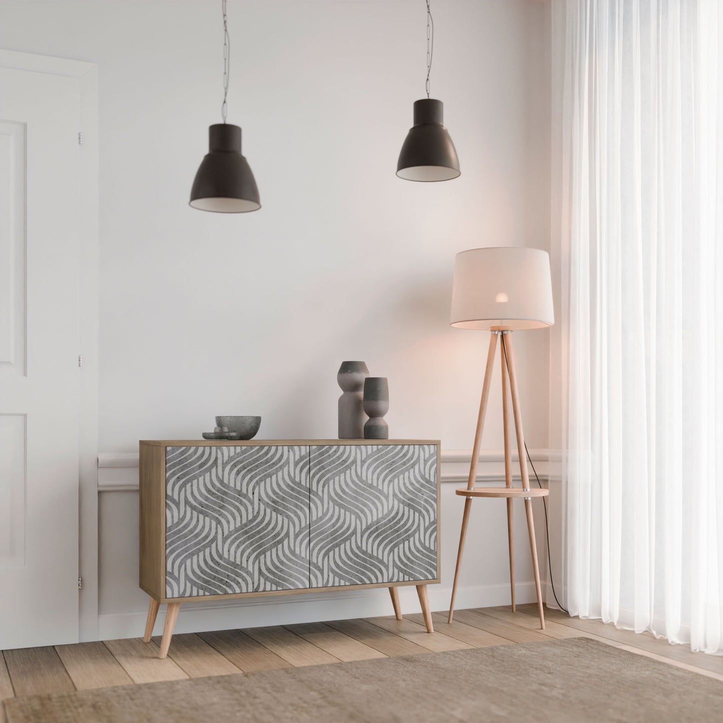 CONCRETE MOVEMENT 2-Door Sideboard in Oak Effect