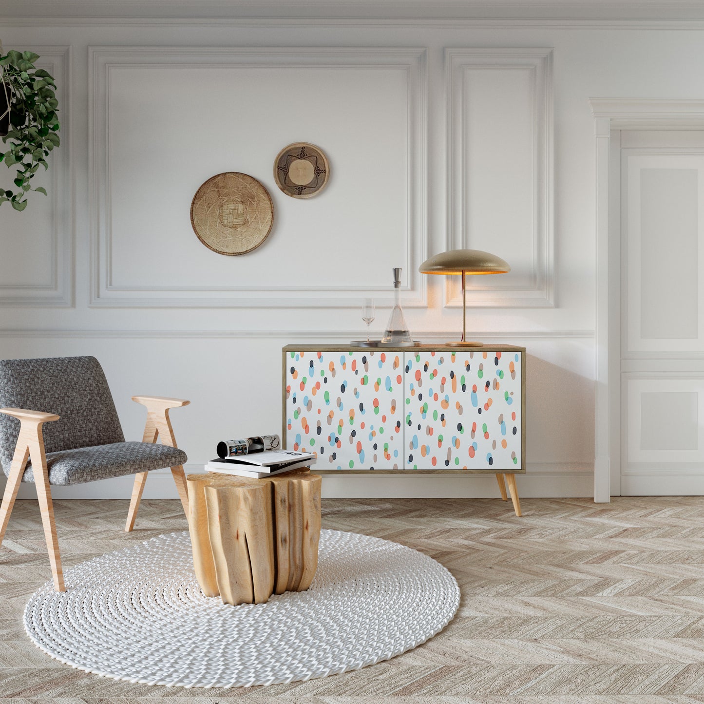 ENERGETIC SPOTS 2-dörrars skänk i ekeffekt