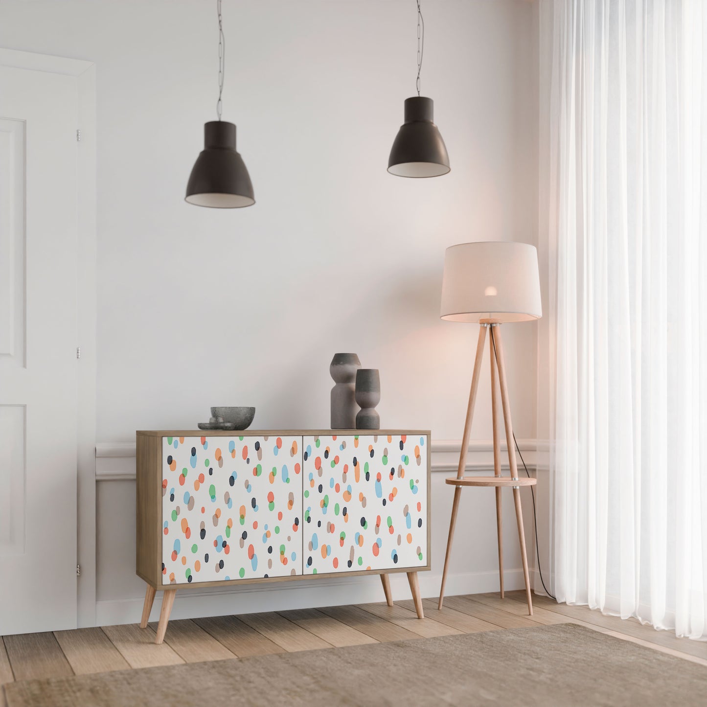 ENERGETIC SPOTS 2-dörrars skänk i ekeffekt