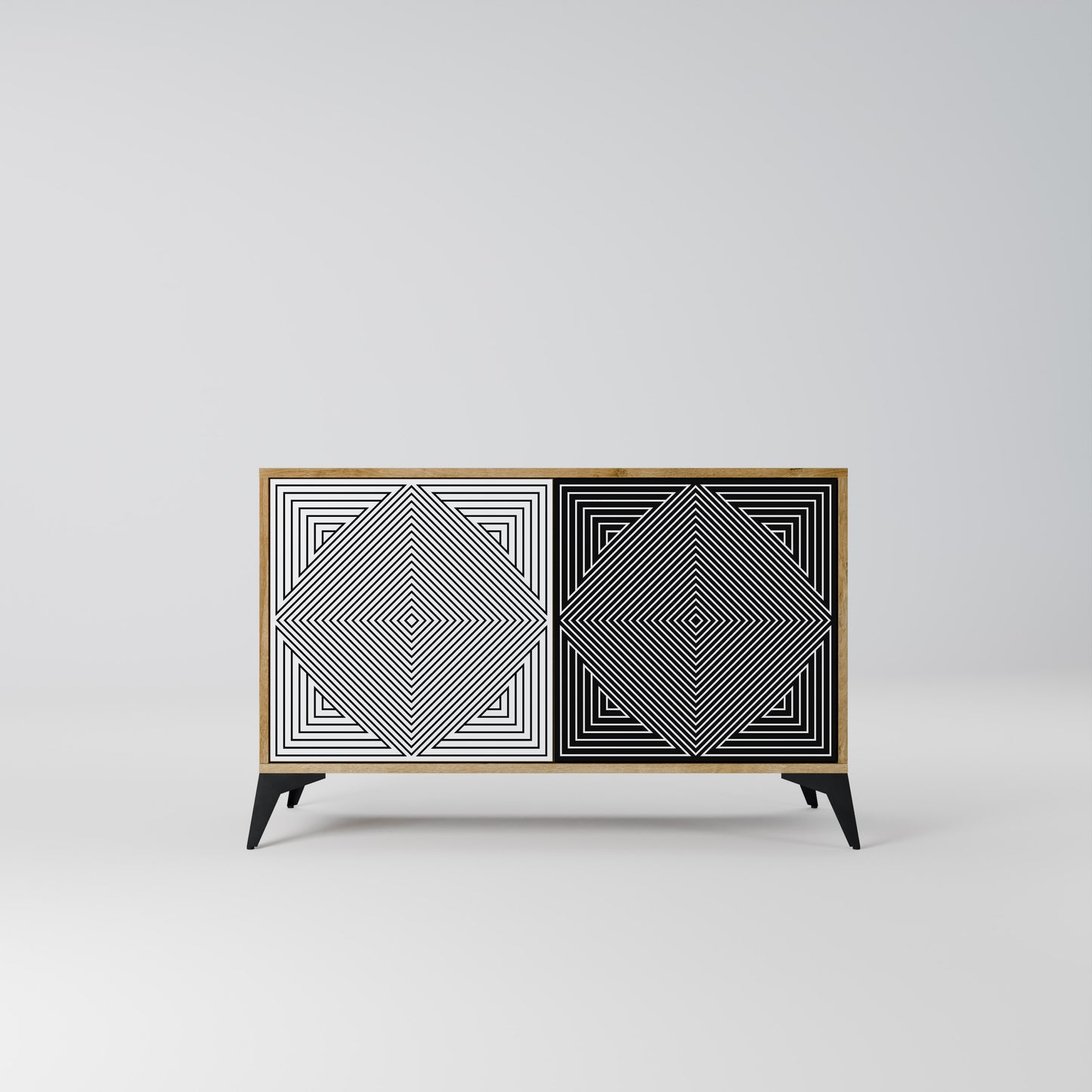 POLYGON ILLUSION 2-dörrars skänk i ekeffekt