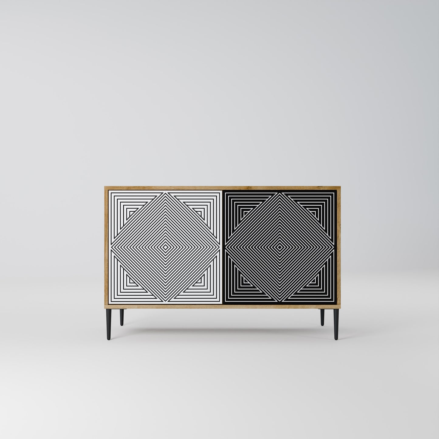 POLYGON ILLUSION 2-dörrars skänk i ekeffekt