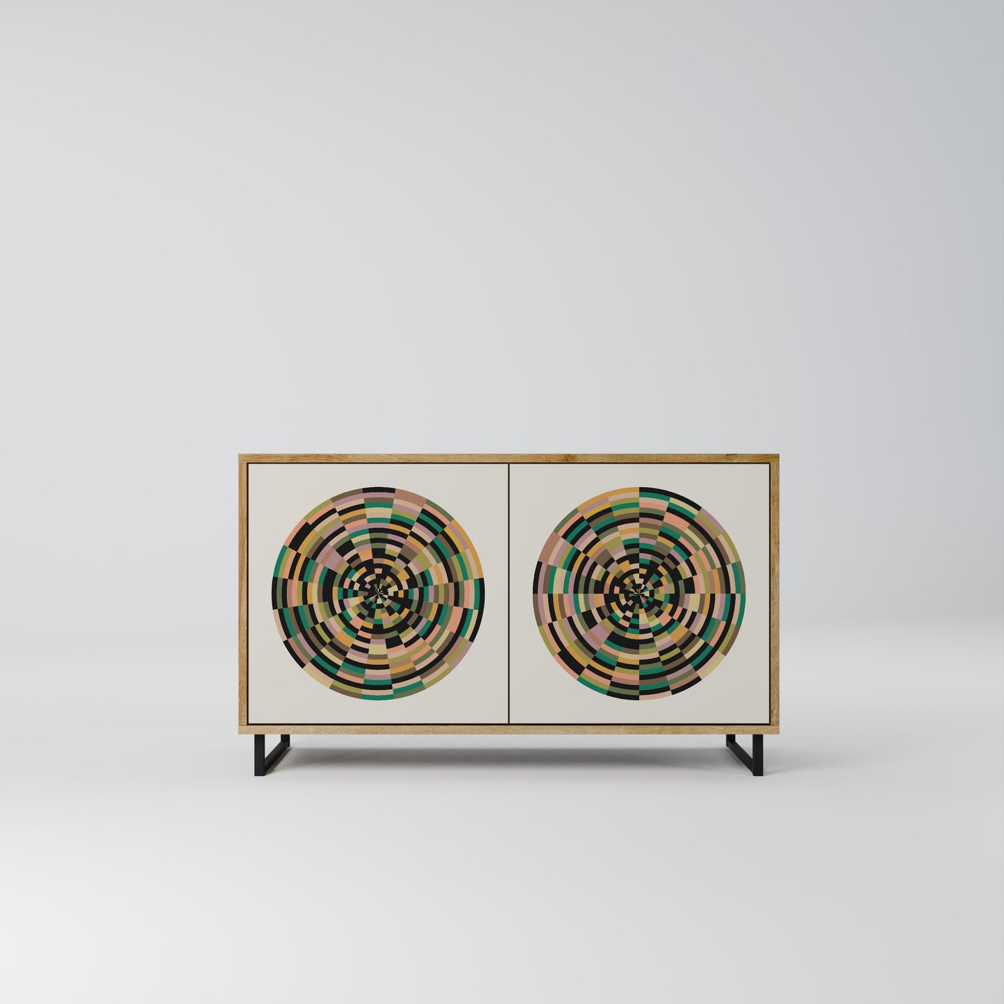 GREEN CIRCLES 2-Door Sideboard in Oak Effect