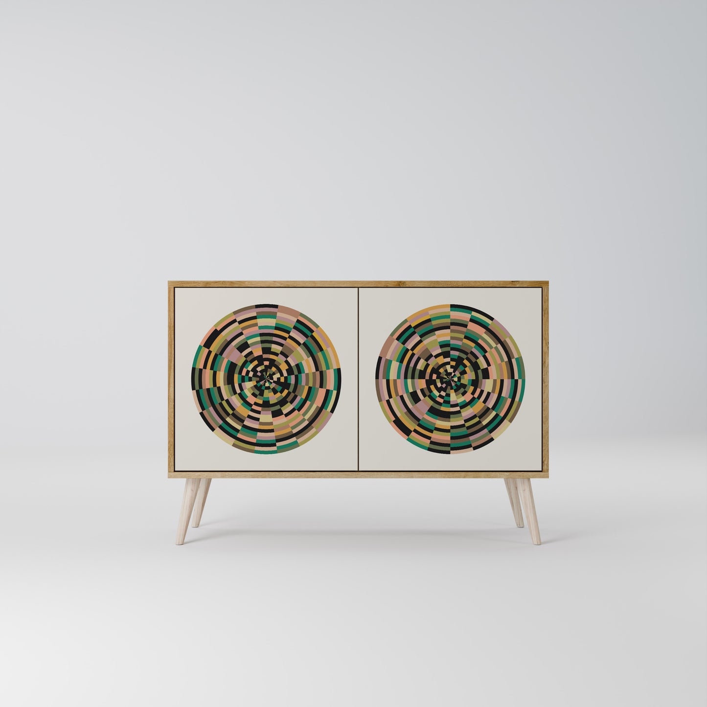 GREEN CIRCLES 2-Door Sideboard in Oak Effect