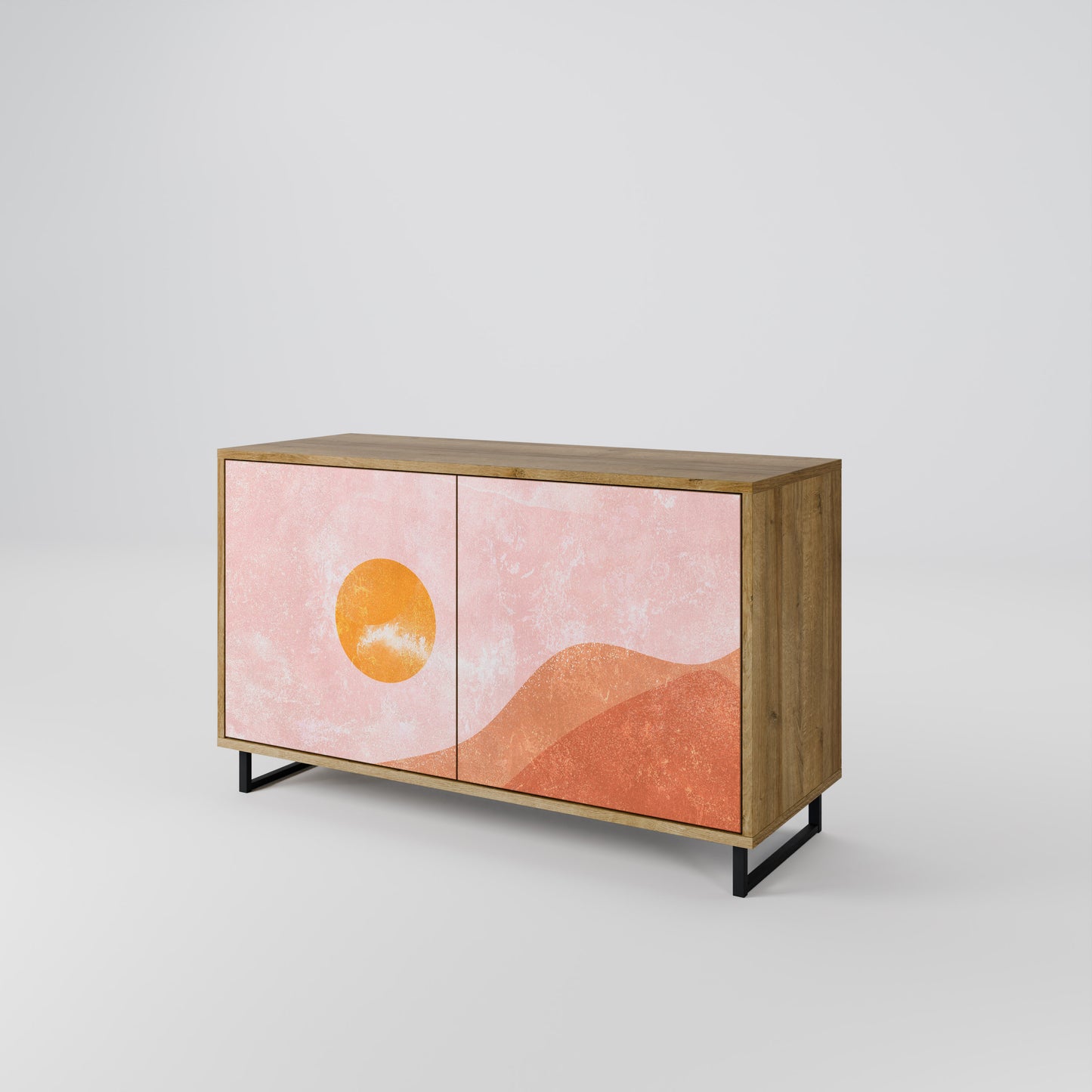 LUMINOUS SUNLIGHT 2-Door Sideboard in Oak Effect
