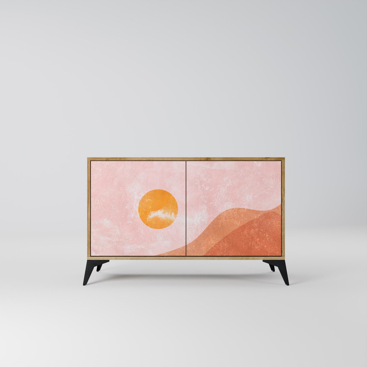 LUMINOUS SUNLIGHT 2-Door Sideboard in Oak Effect