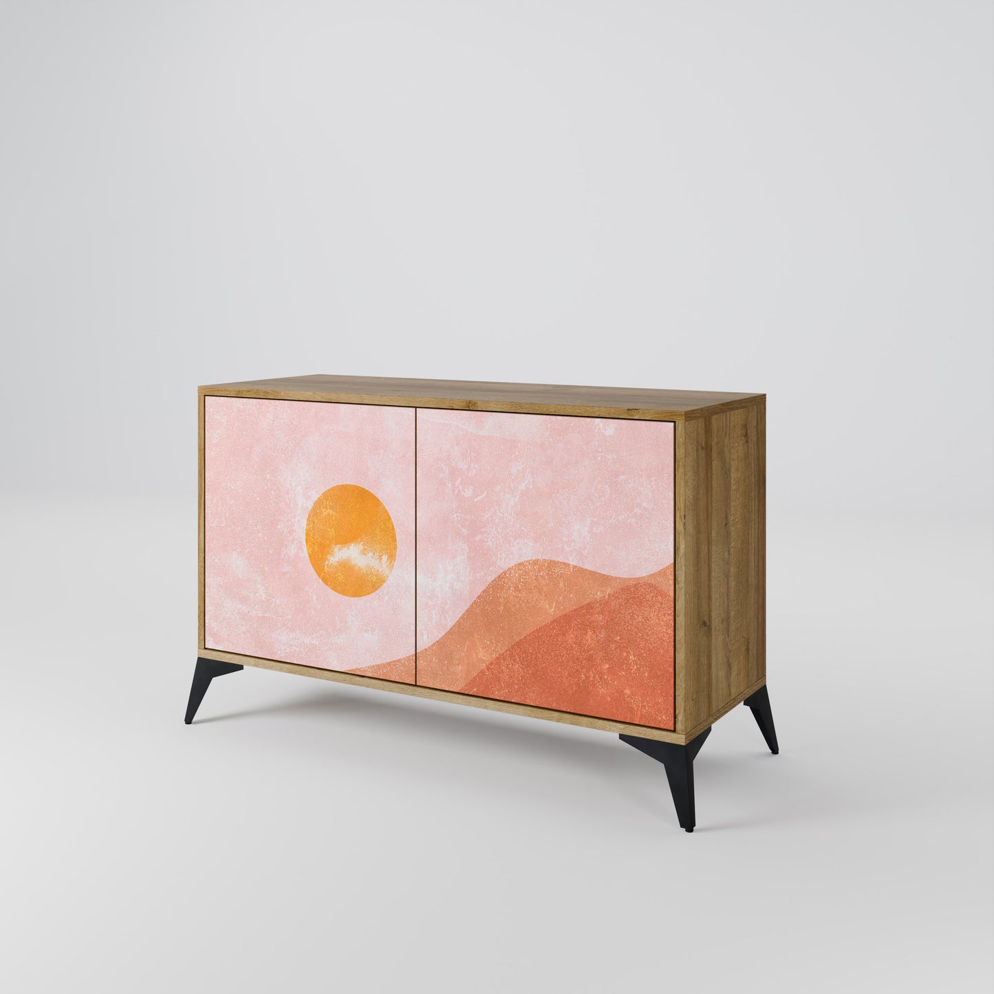 LUMINOUS SUNLIGHT 2-Door Sideboard in Oak Effect