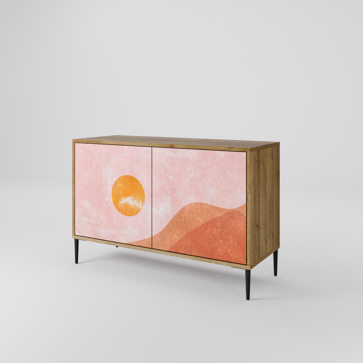 LUMINOUS SUNLIGHT 2-Door Sideboard in Oak Effect