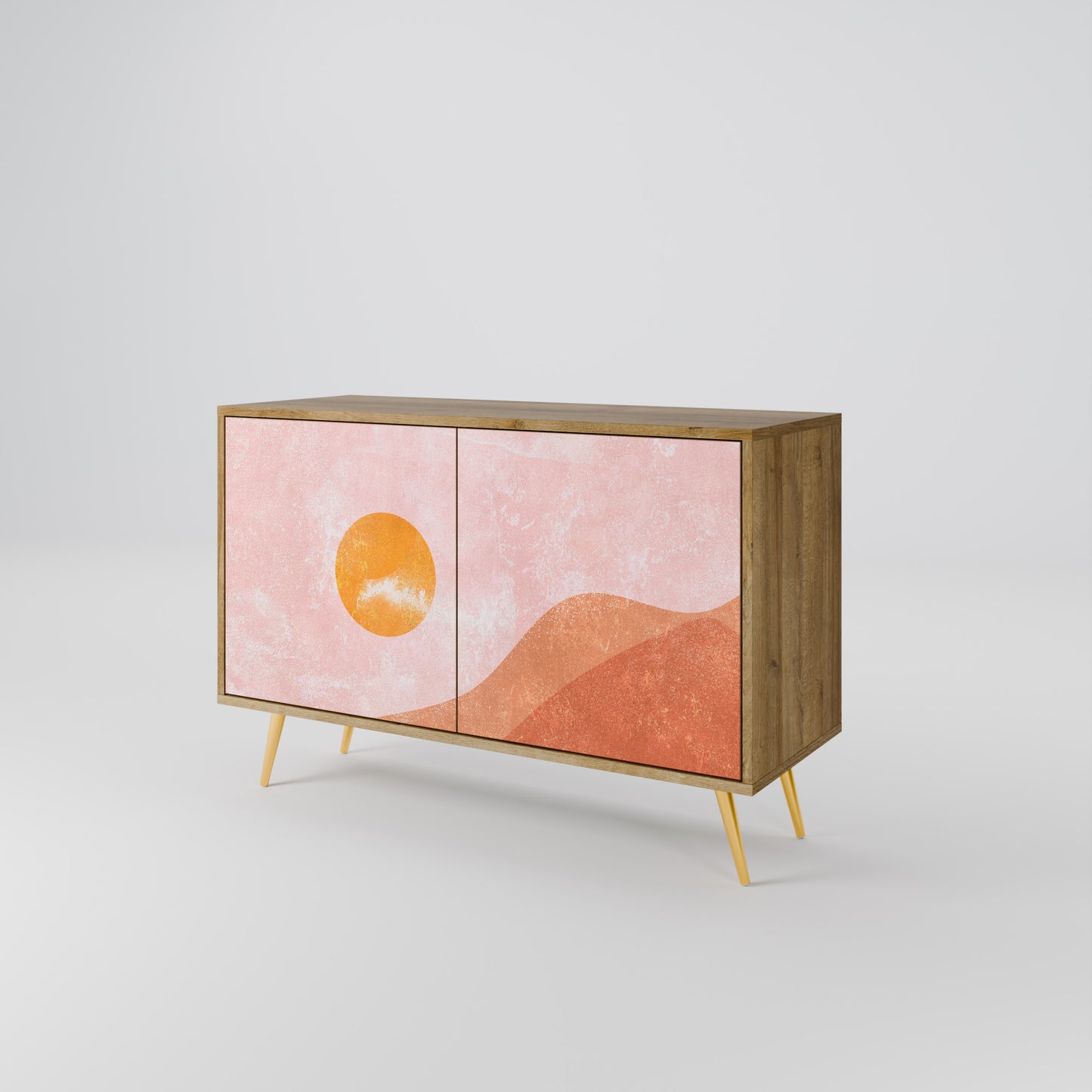 LUMINOUS SUNLIGHT 2-Door Sideboard in Oak Effect