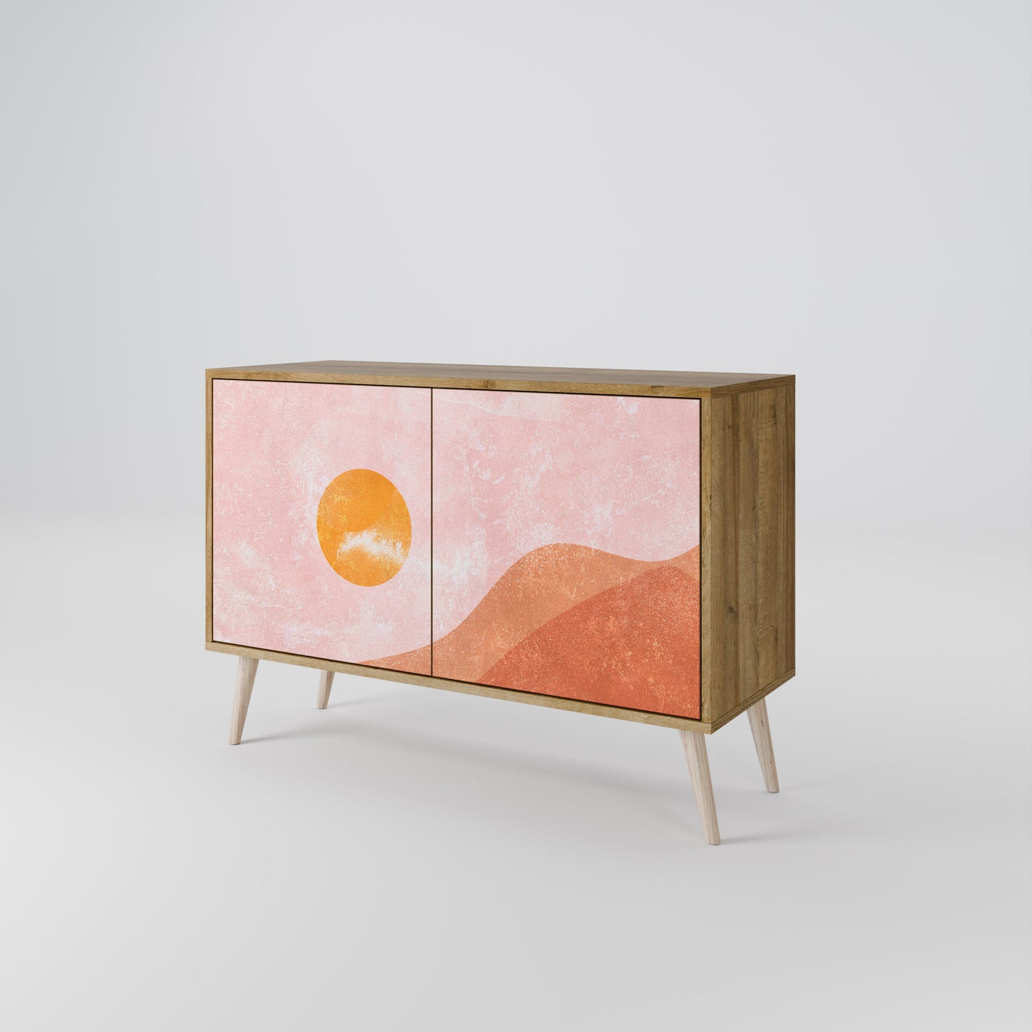 LUMINOUS SUNLIGHT 2-Door Sideboard in Oak Effect