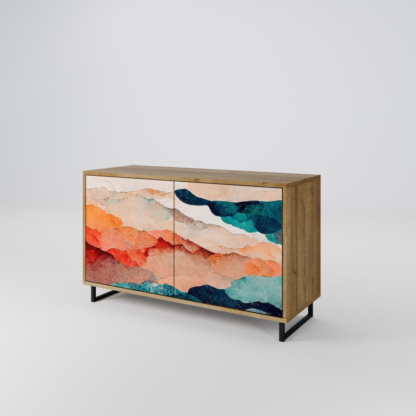 ABSTRACT LANDSCAPE 2-Door Sideboard in Oak Effect