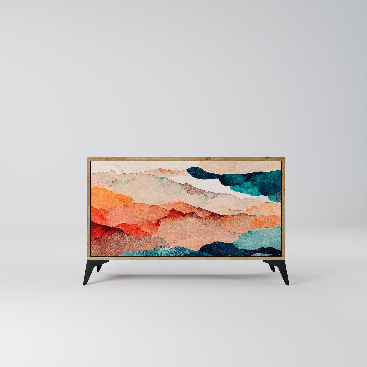 ABSTRACT LANDSCAPE 2-Door Sideboard in Oak Effect