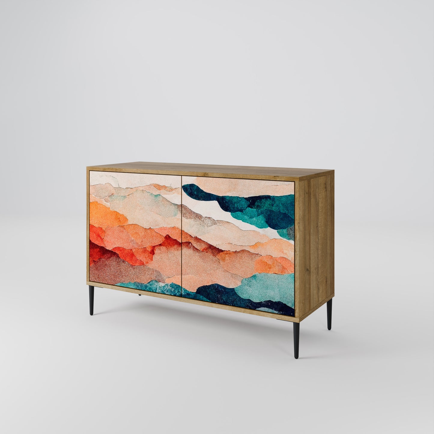 ABSTRACT LANDSCAPE 2-Door Sideboard in Oak Effect