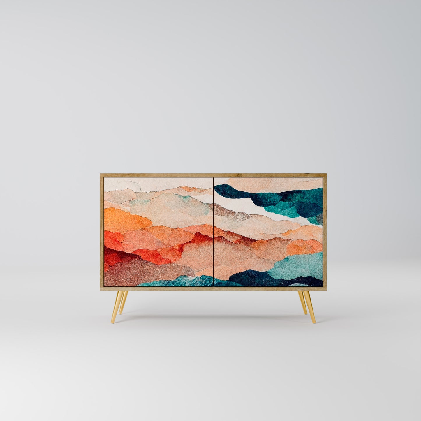 ABSTRACT LANDSCAPE 2-Door Sideboard in Oak Effect