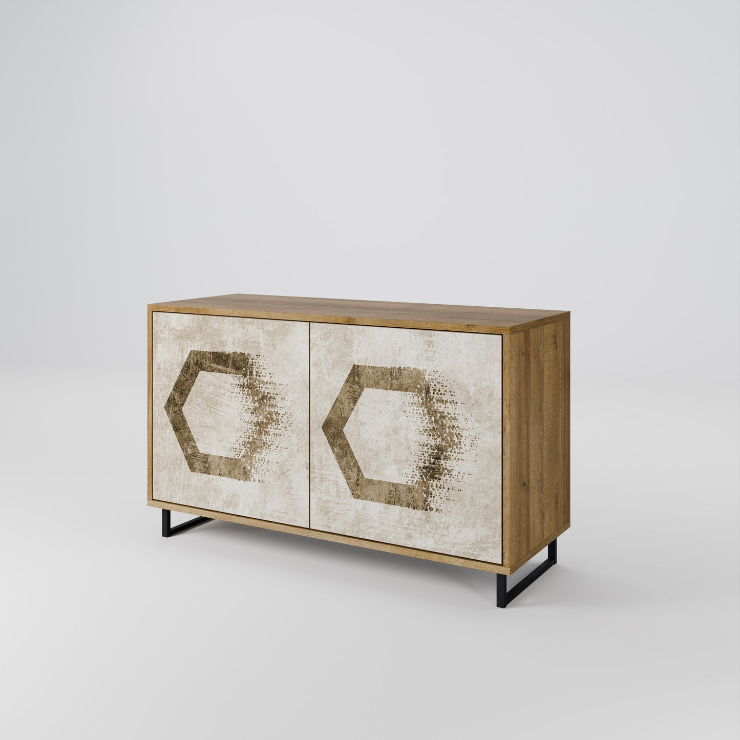 HEXAGONAL FORM 2-Dörrars skänk i ekeffekt