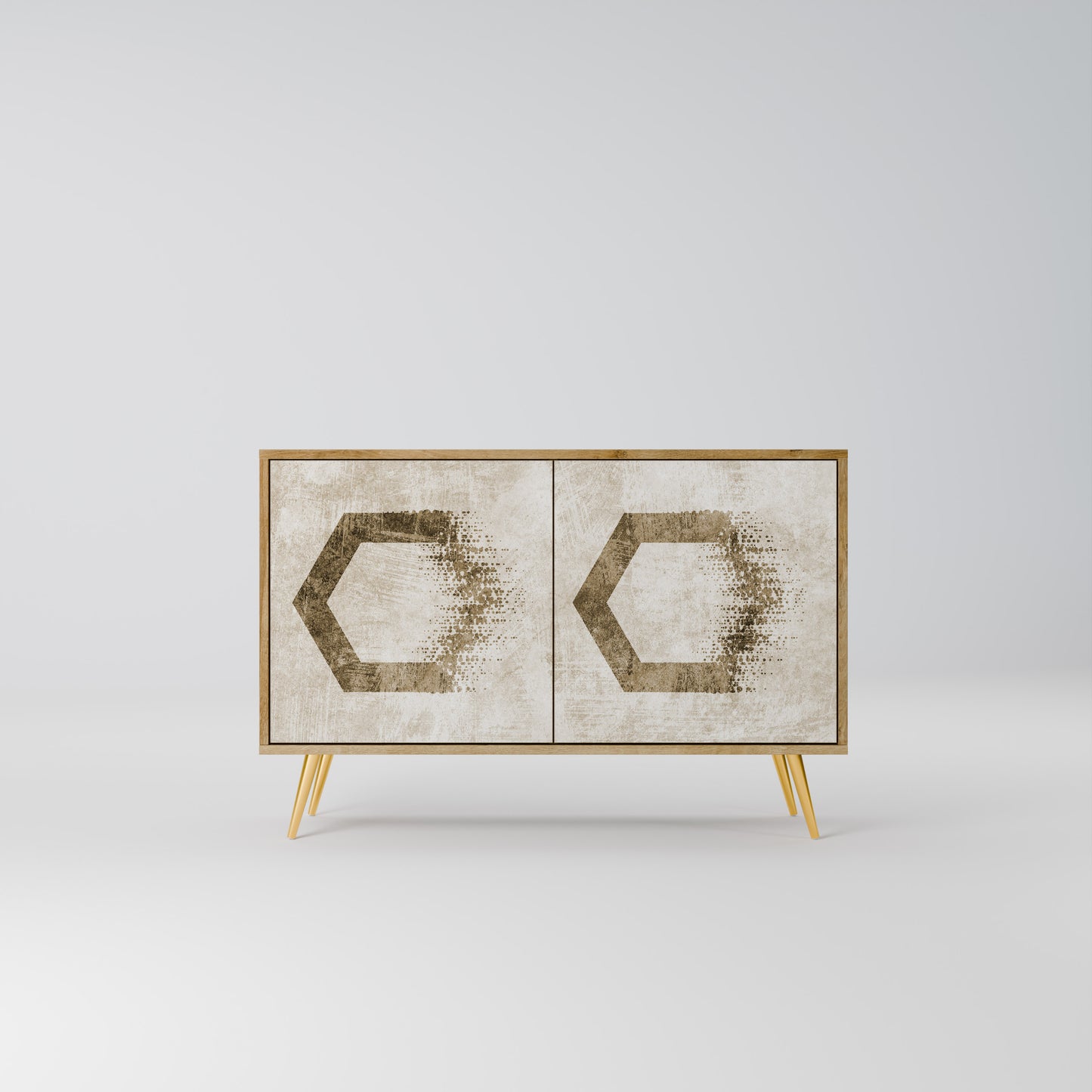 HEXAGONAL FORM 2-Dörrars skänk i ekeffekt