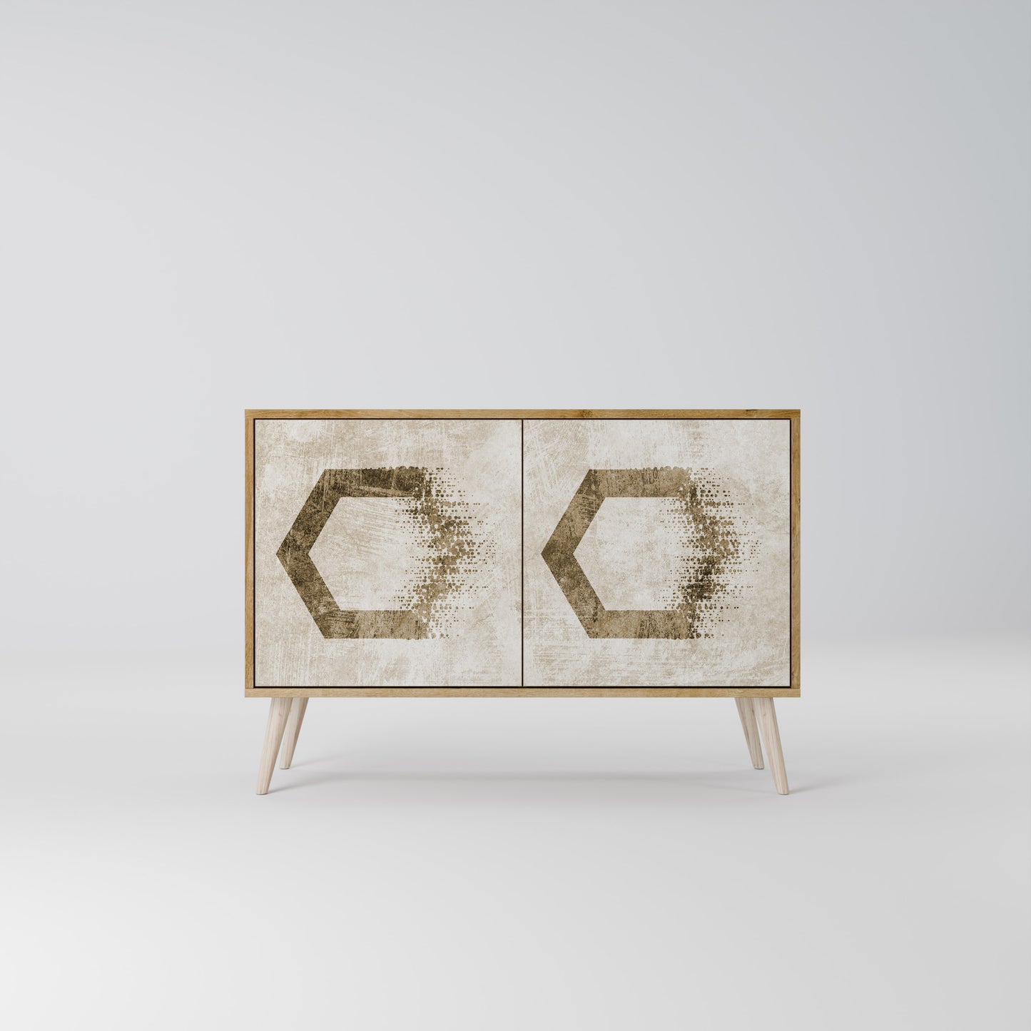 HEXAGONAL FORM 2-Dörrars skänk i ekeffekt