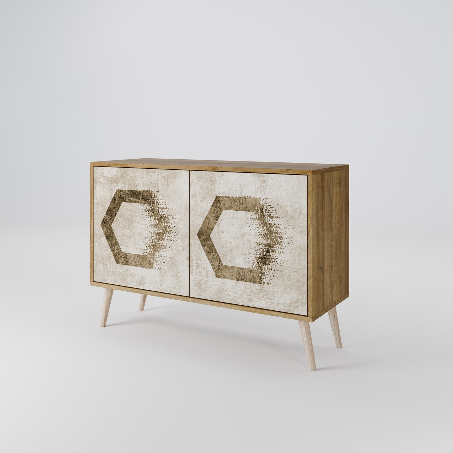 HEXAGONAL FORM 2-Dörrars skänk i ekeffekt