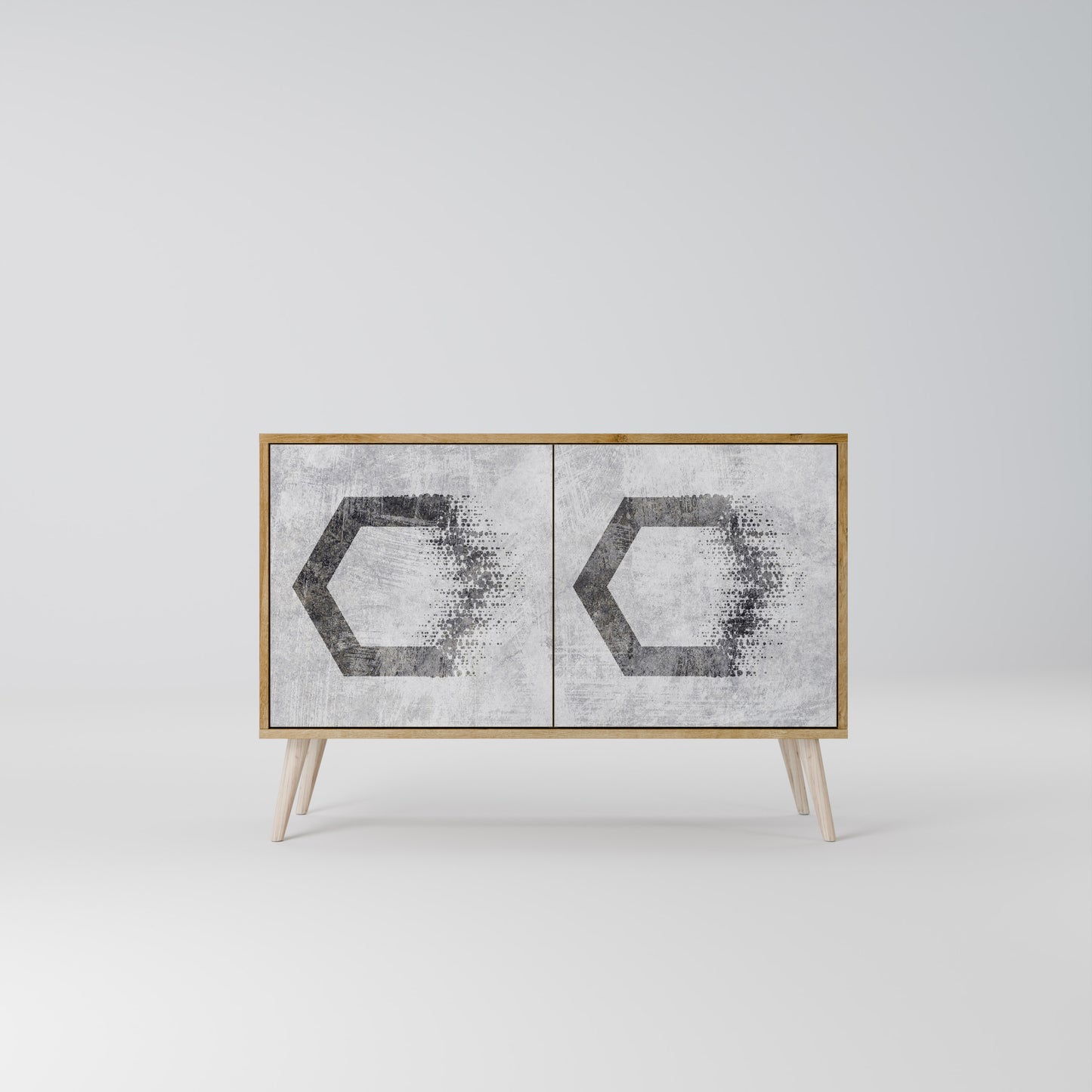 HEXAGONALA FIGURER 2-dörrars skänk i ekeffekt
