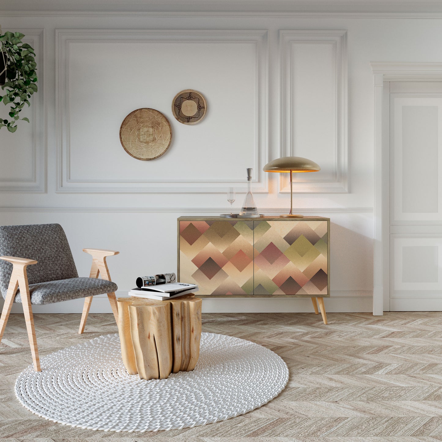 GEOMETRIC FUSION 2-Door Sideboard in Oak Effect