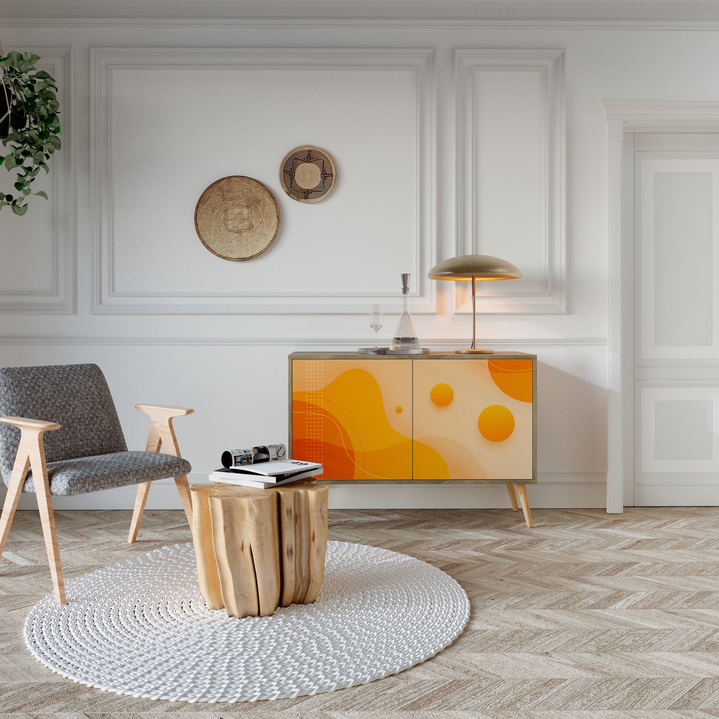 ORANGE ARRANGEMENT 2-Door Sideboard in Oak Effect