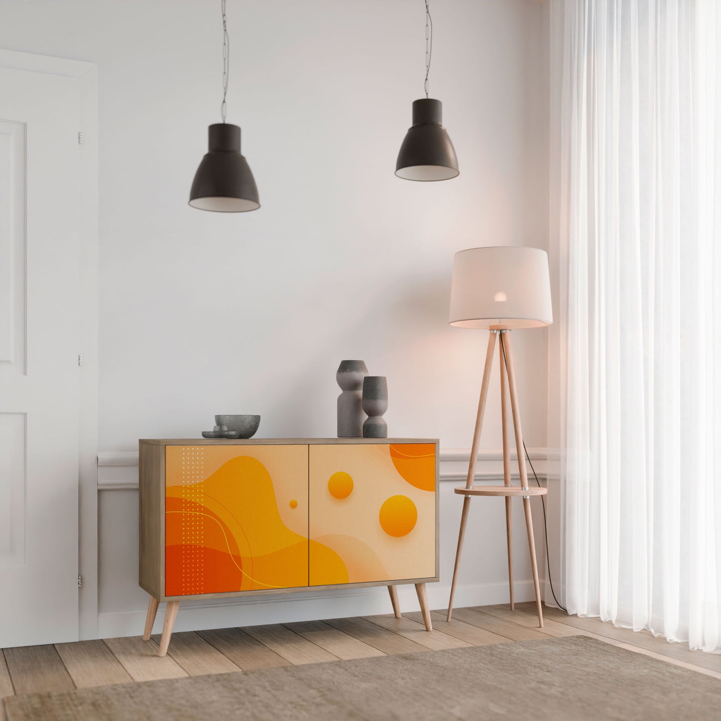 ORANGE ARRANGEMENT 2-Door Sideboard in Oak Effect