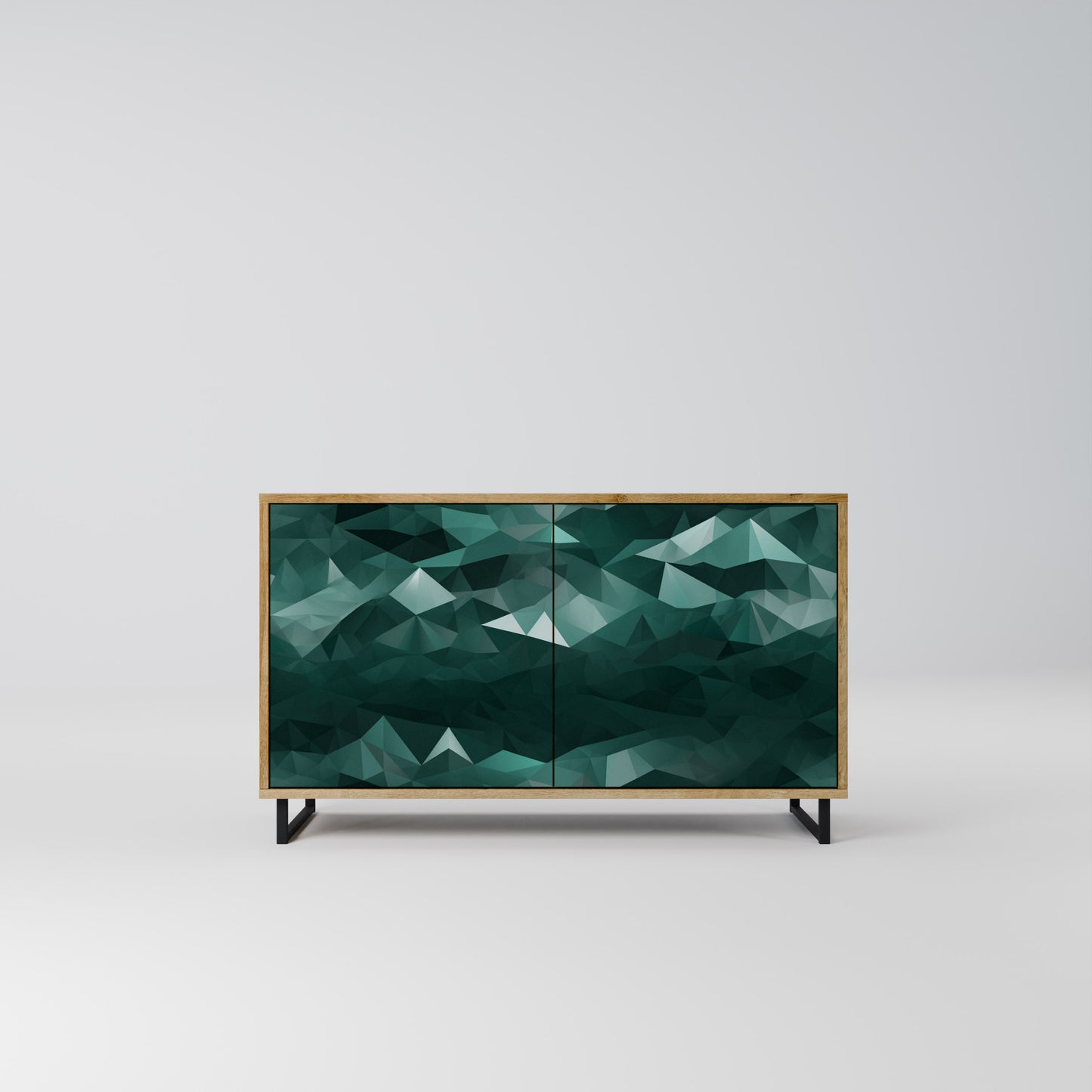 POLYGONAL FLYTANDE 2-dörrars skänk i ekeffekt