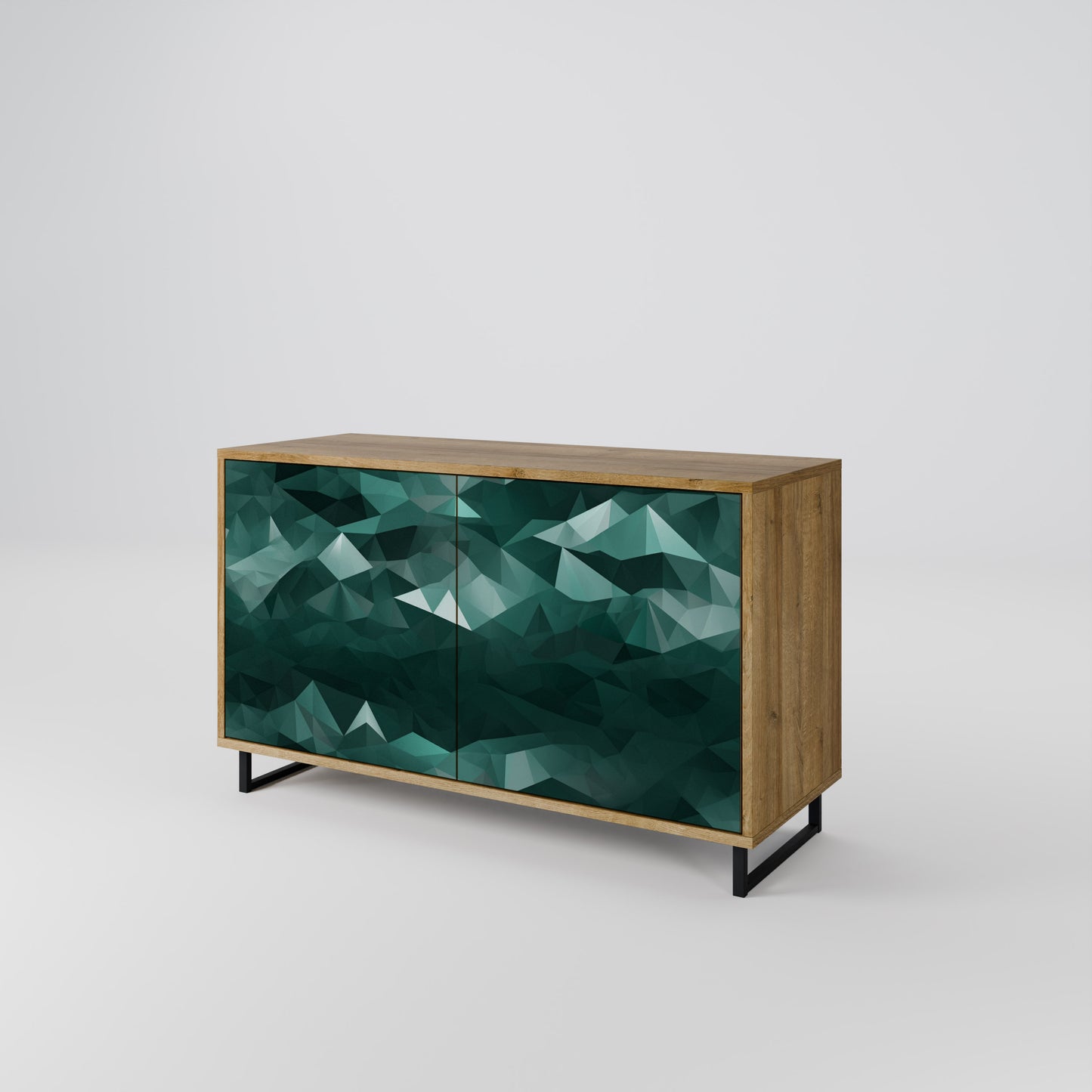POLYGONAL FLYTANDE 2-dörrars skänk i ekeffekt