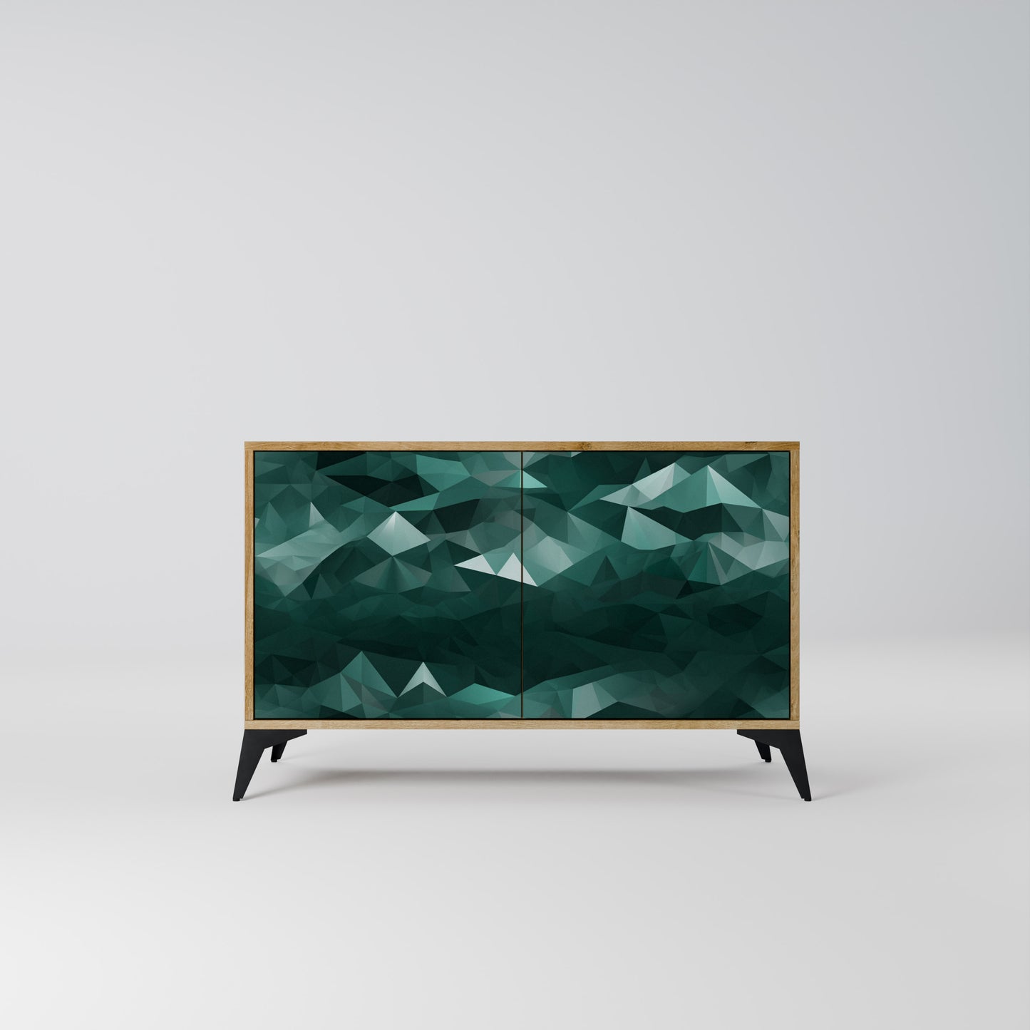 POLYGONAL FLYTANDE 2-dörrars skänk i ekeffekt