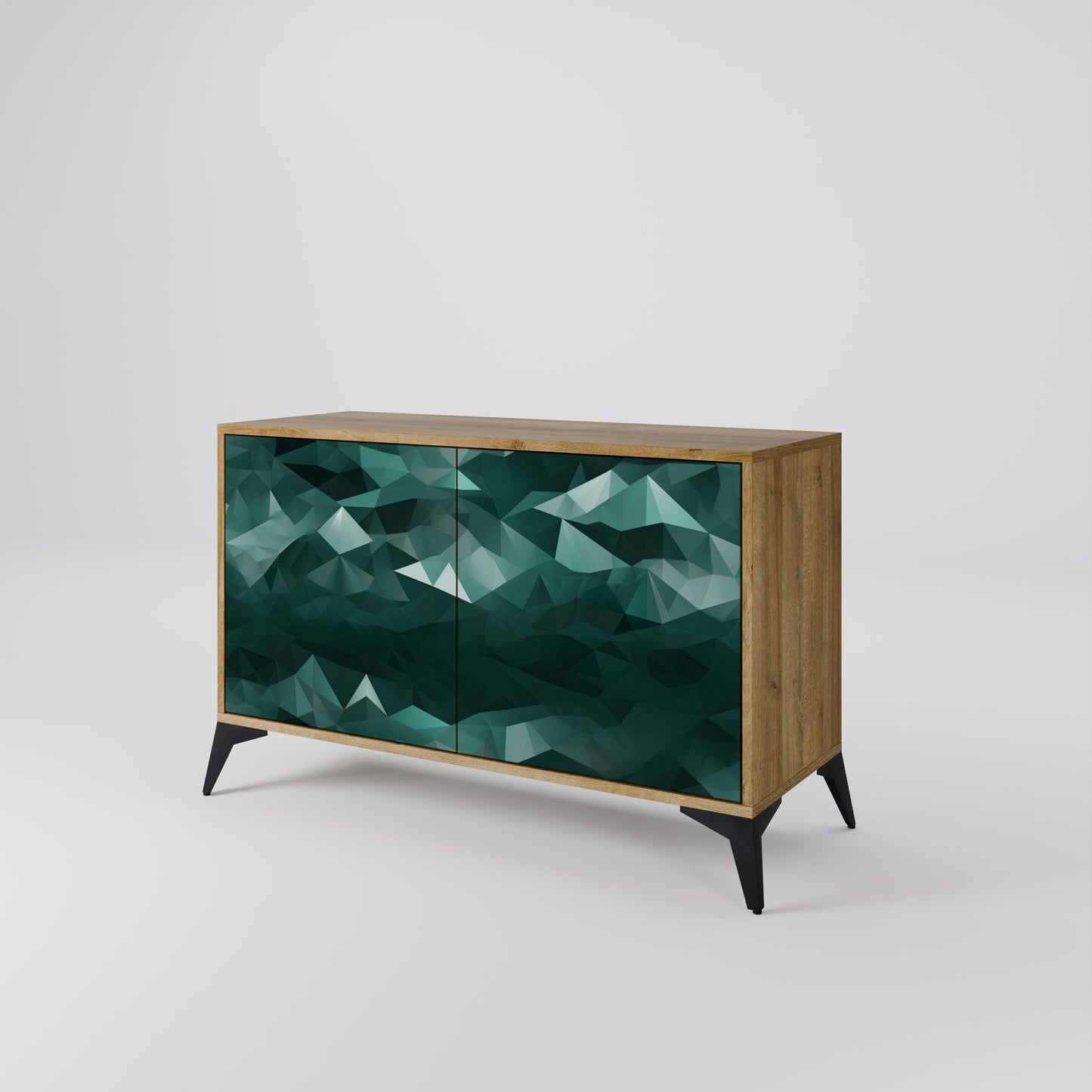 POLYGONAL FLYTANDE 2-dörrars skänk i ekeffekt