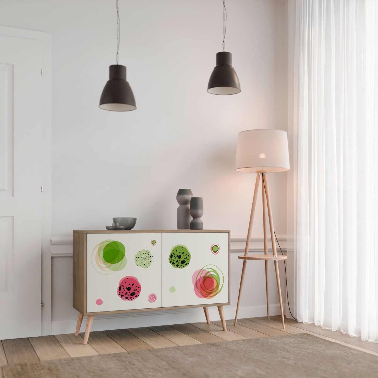 COLORFUL COSMOS 2-Door Sideboard in Oak Effect