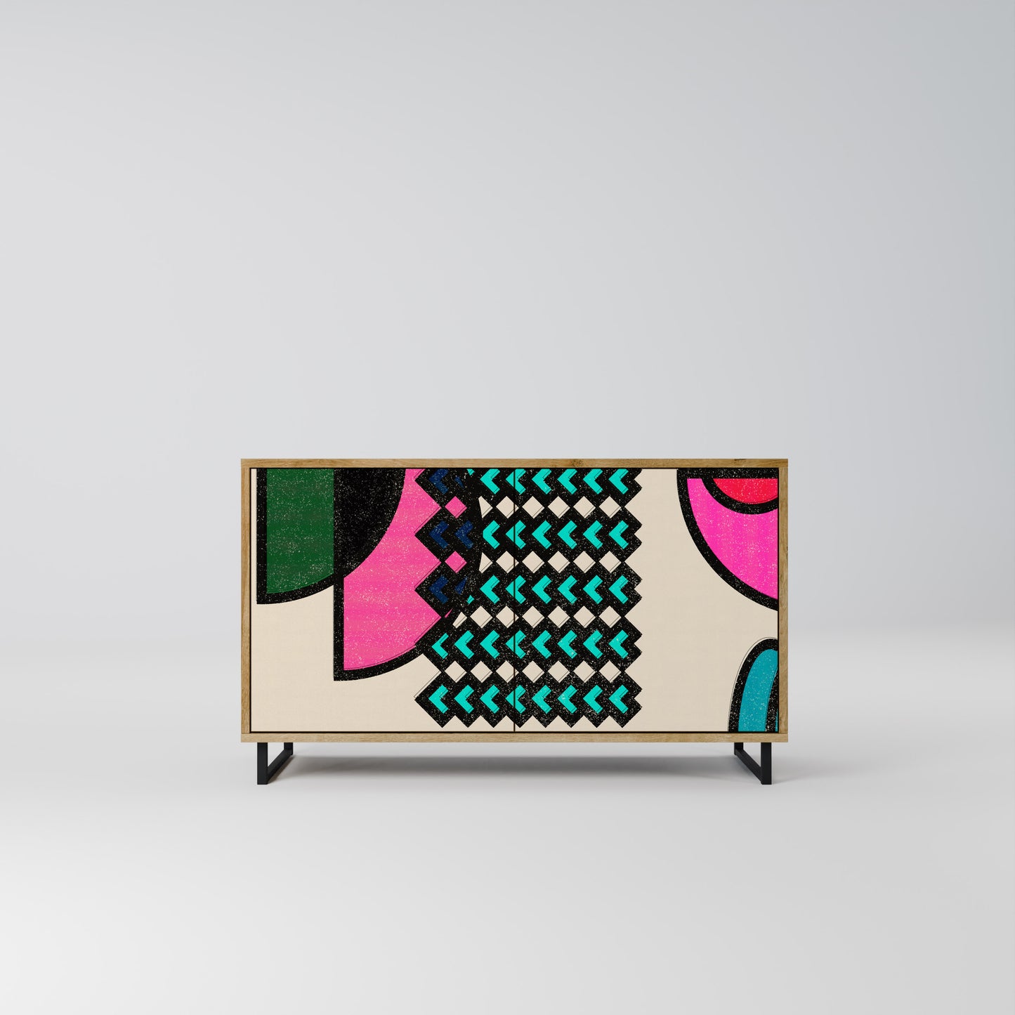 GEOMETRIC RHAPSODY 2-dörrars skänk i ekeffekt