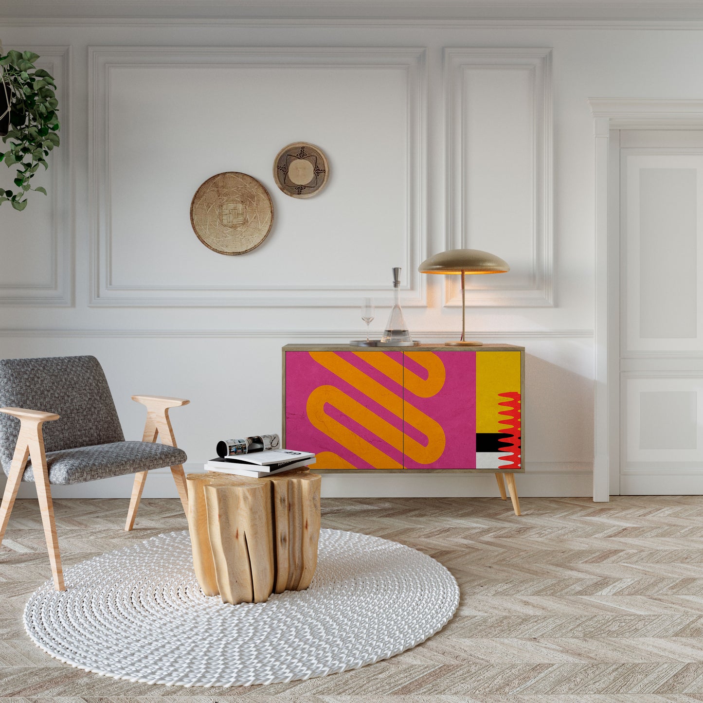 VIVID ART 2-dörrars skänk i ekeffekt