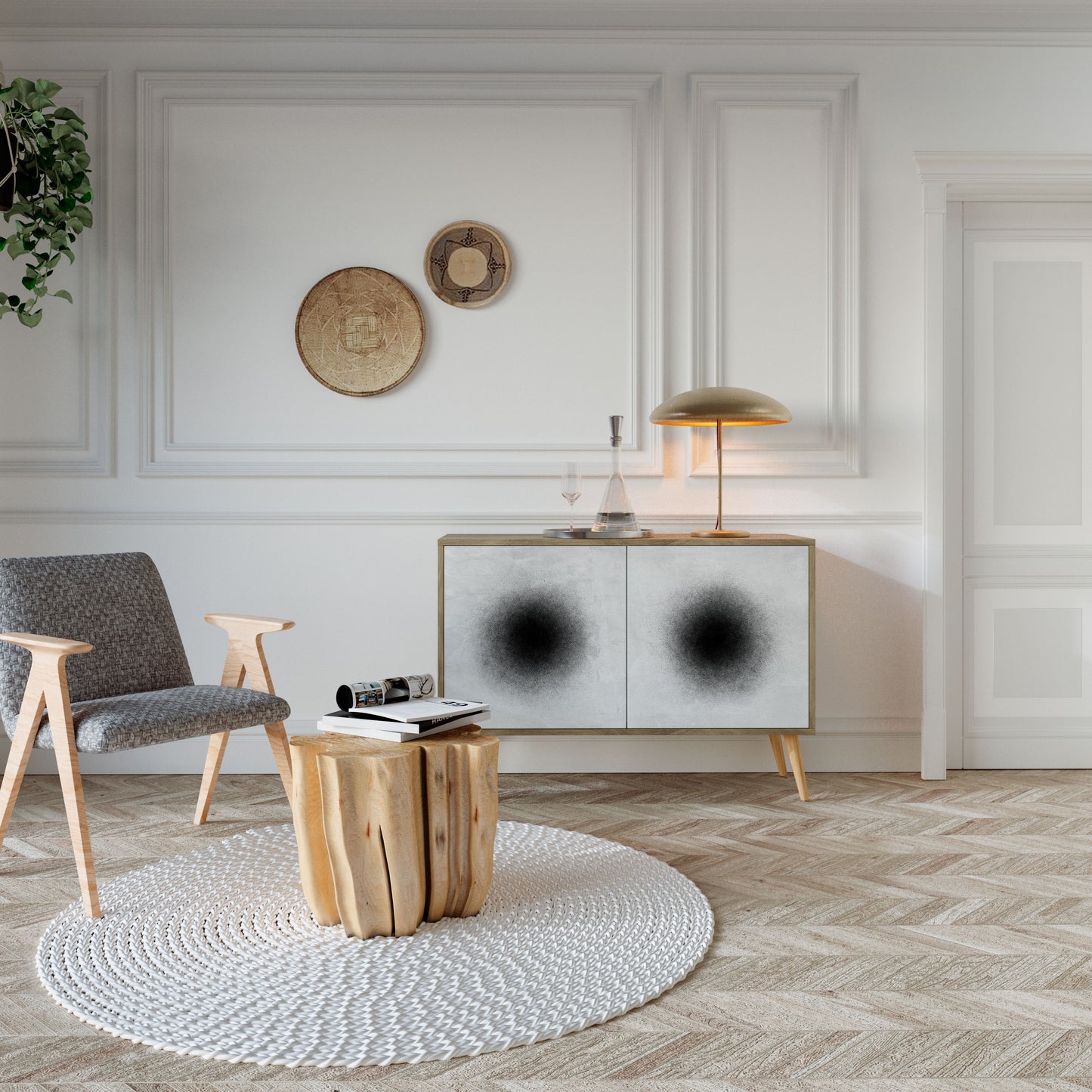 BLACK HOLE 2-Door Sideboard in Oak Effect