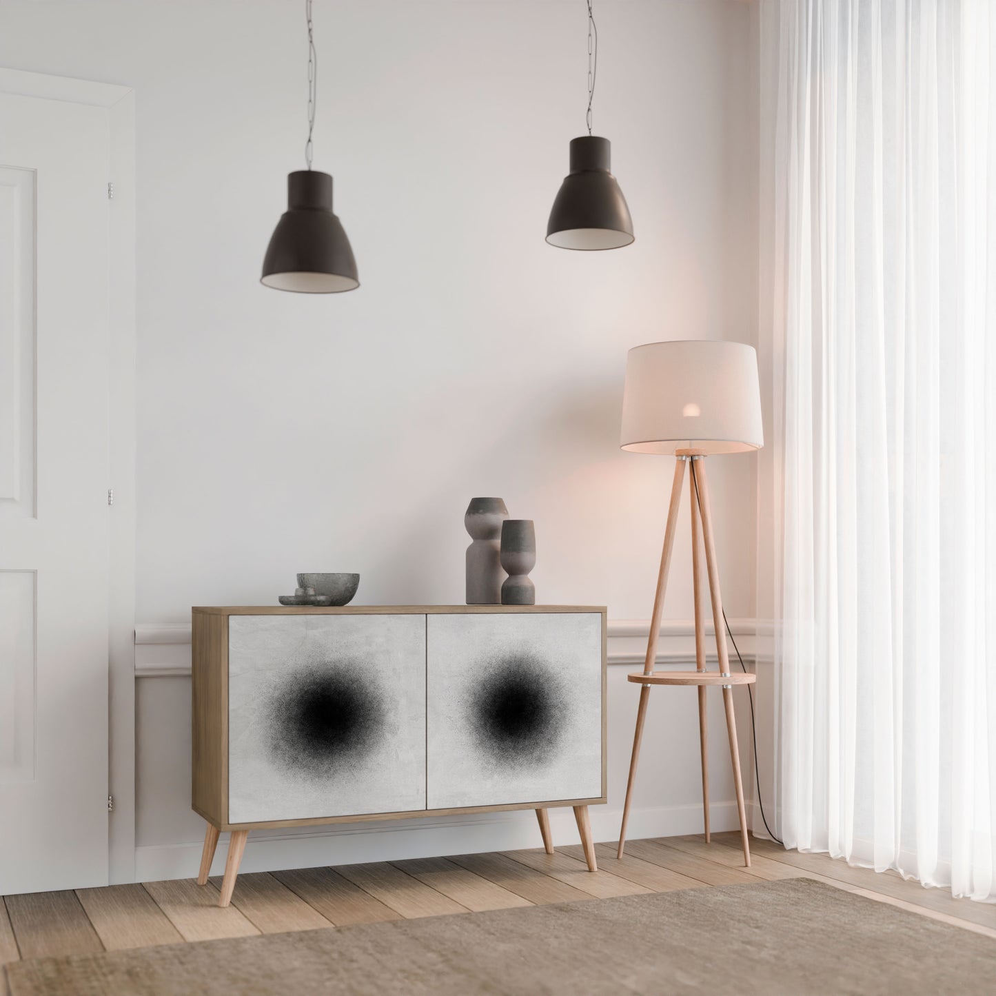 BLACK HOLE 2-Door Sideboard in Oak Effect