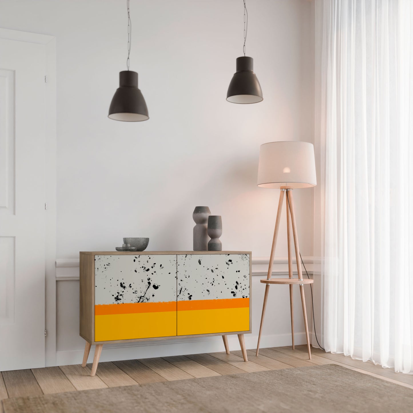 DYED BY ORANGE 2-Door Sideboard in Oak Effect