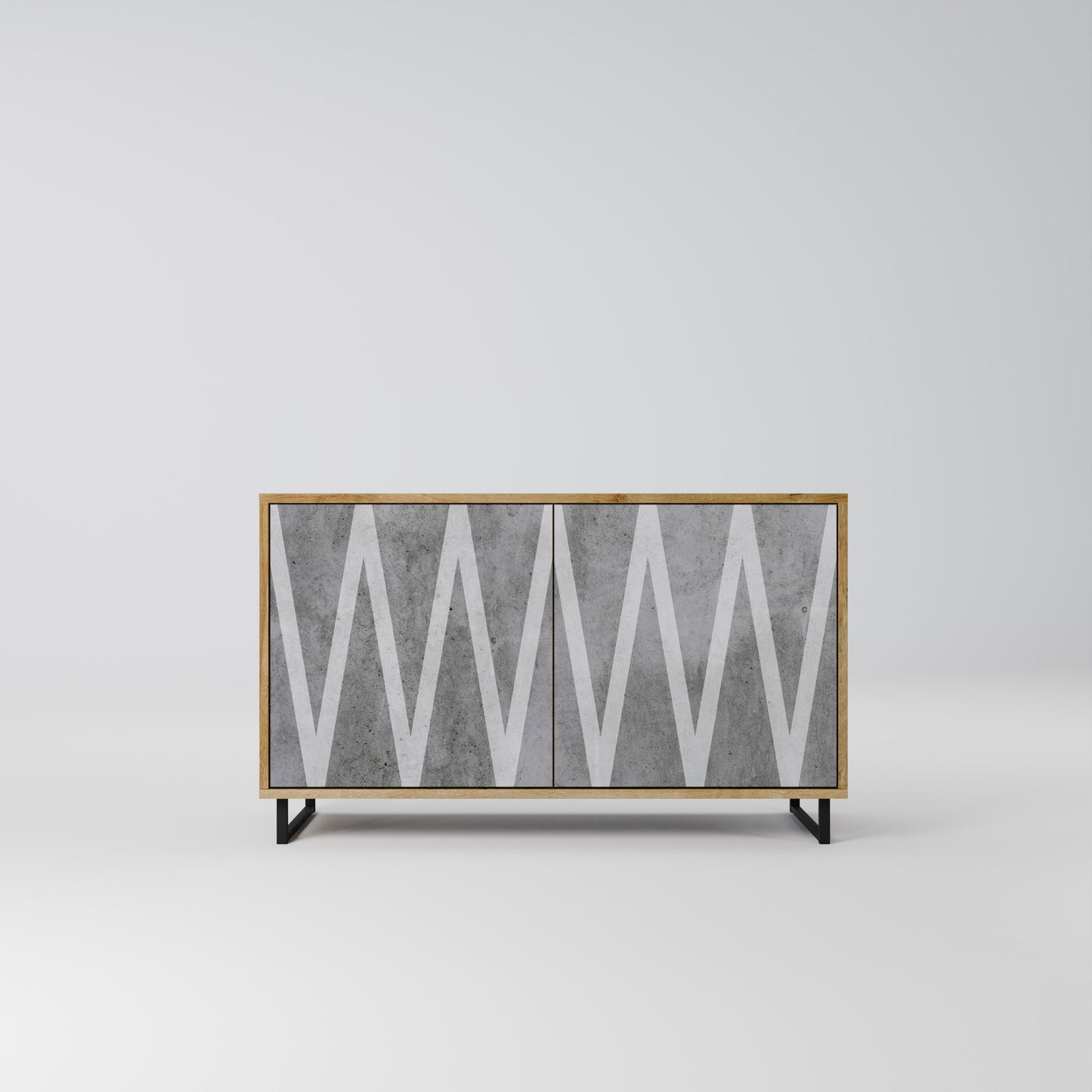 SOLID ZIG ZAG 2-dörrars skänk i ekeffekt