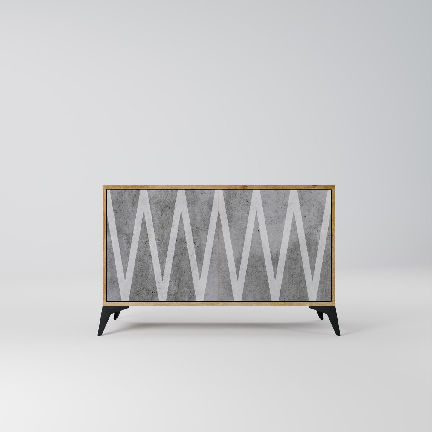 SOLID ZIG ZAG 2-dörrars skänk i ekeffekt