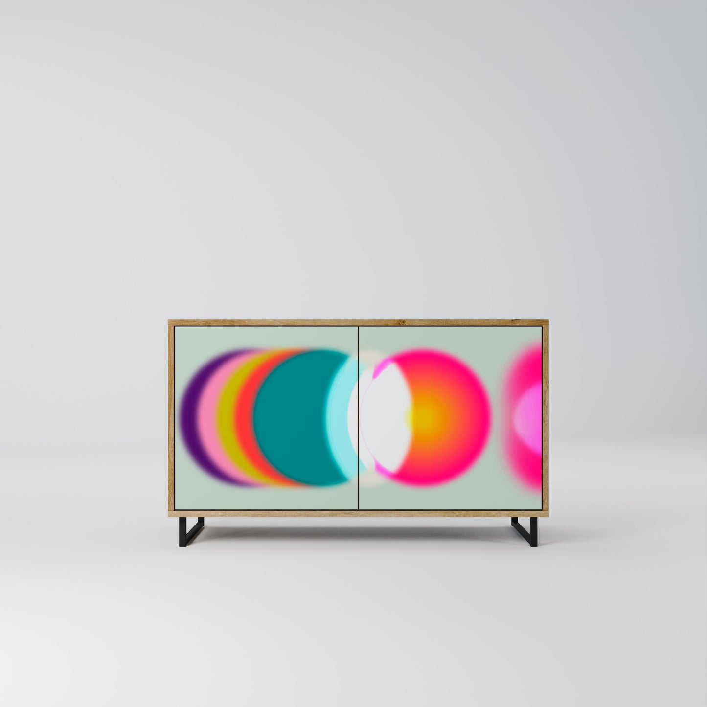 SYMPHONY OF COLOURS 2-dörrars skänk i ekeffekt