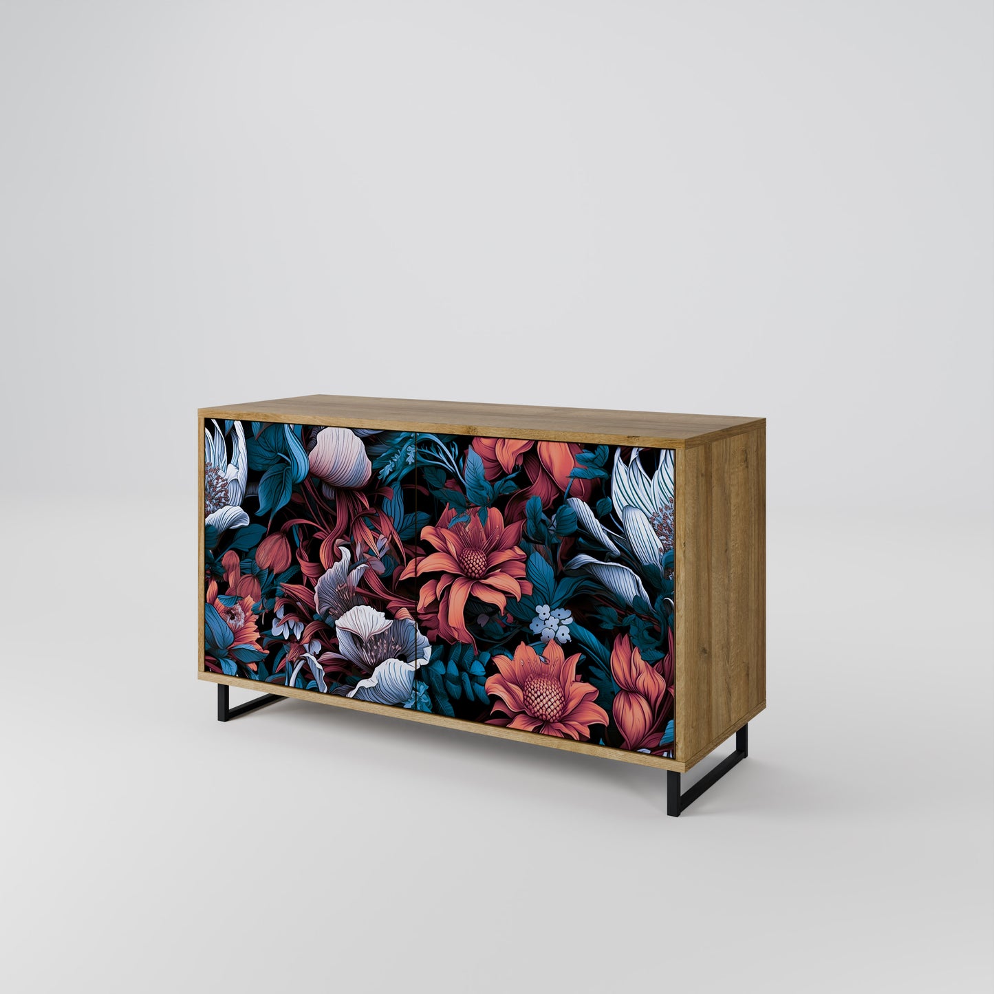 ETHEREAL BLOSSOMS 2-dörrars skänk i ekeffekt