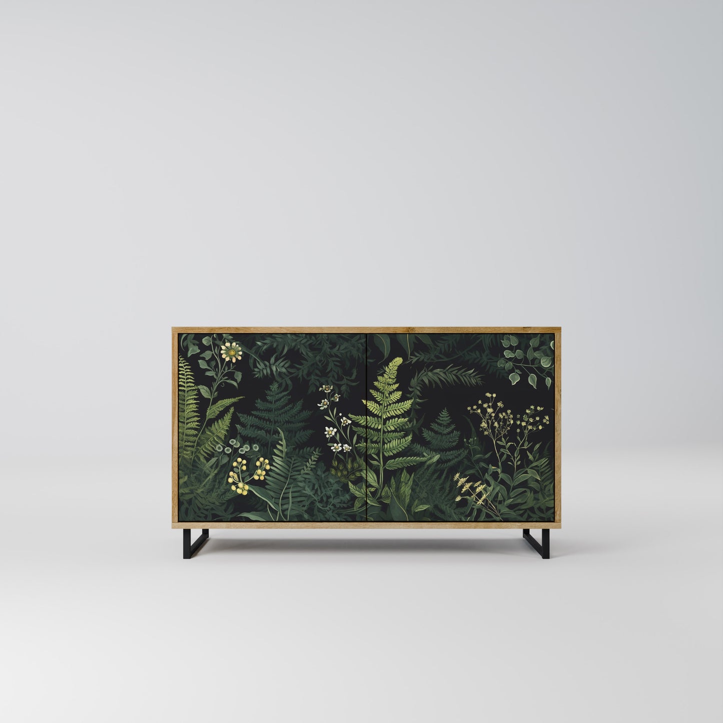 FERN FLOWERS 2-dörrars skänk i ekeffekt