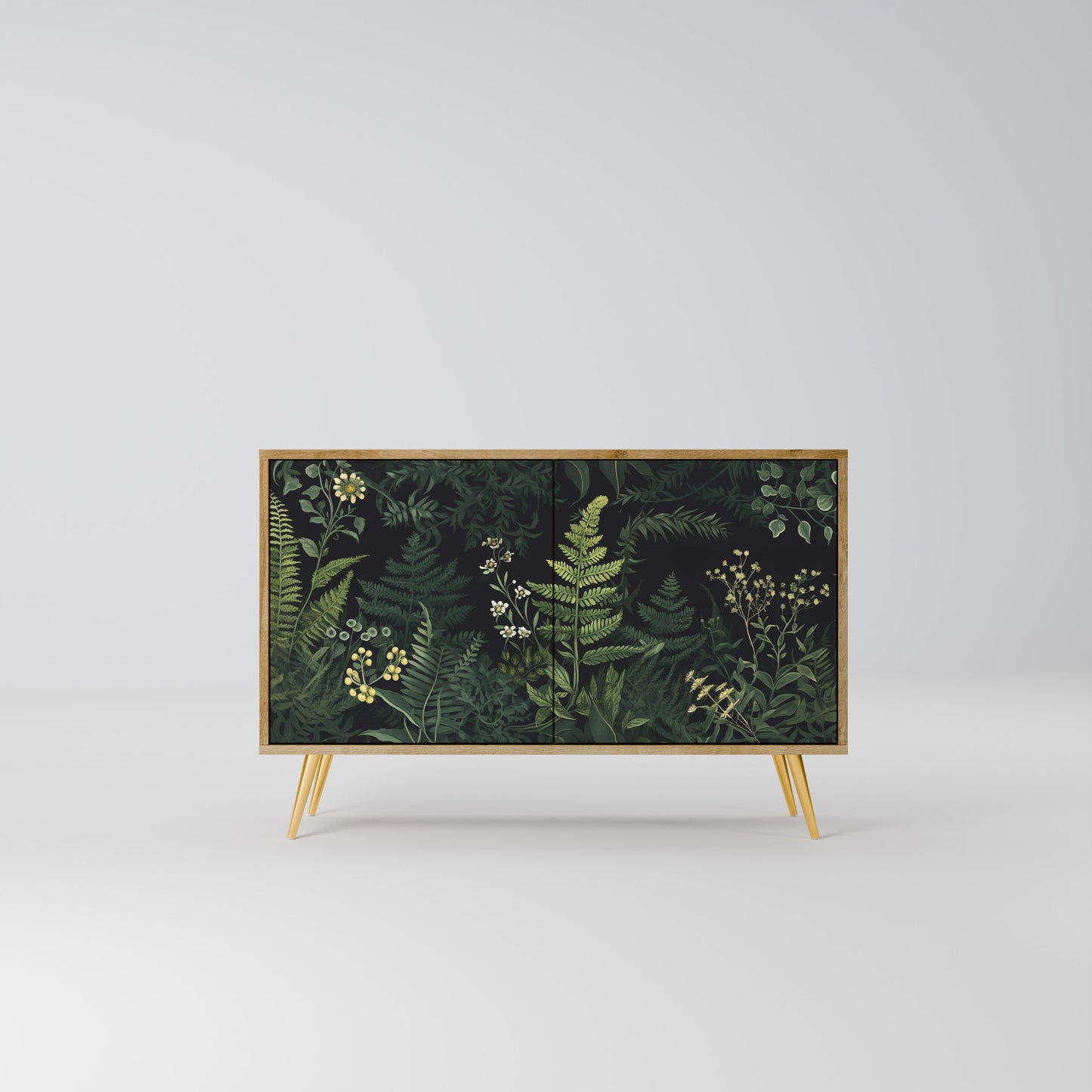 FERN FLOWERS 2-dörrars skänk i ekeffekt
