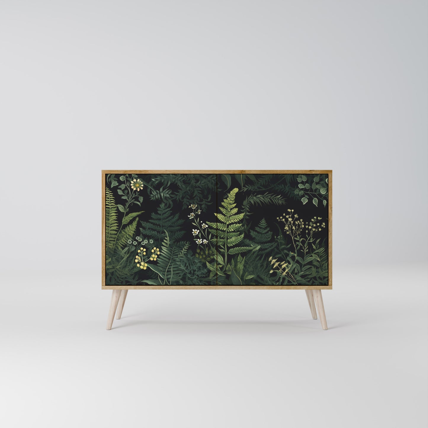FERN FLOWERS 2-dörrars skänk i ekeffekt