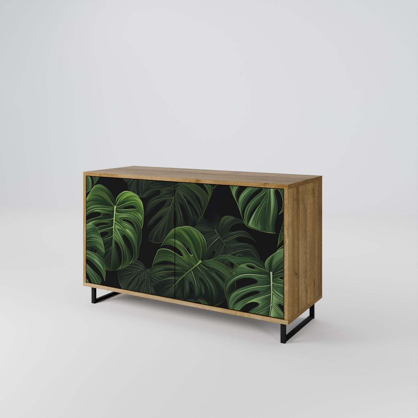 INFINITE MONSTERA 2-dörrars skänk i ekeffekt