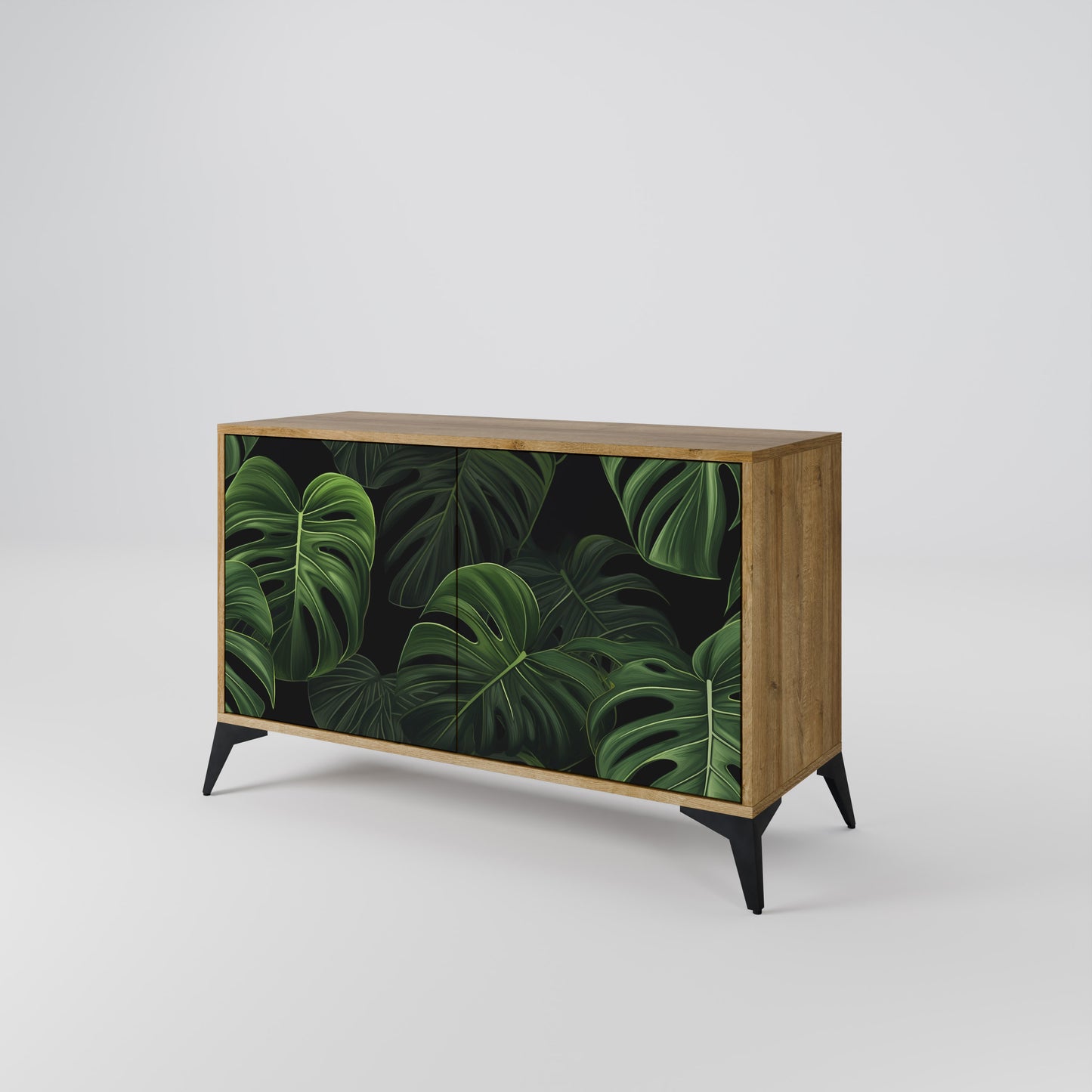 INFINITE MONSTERA 2-dörrars skänk i ekeffekt
