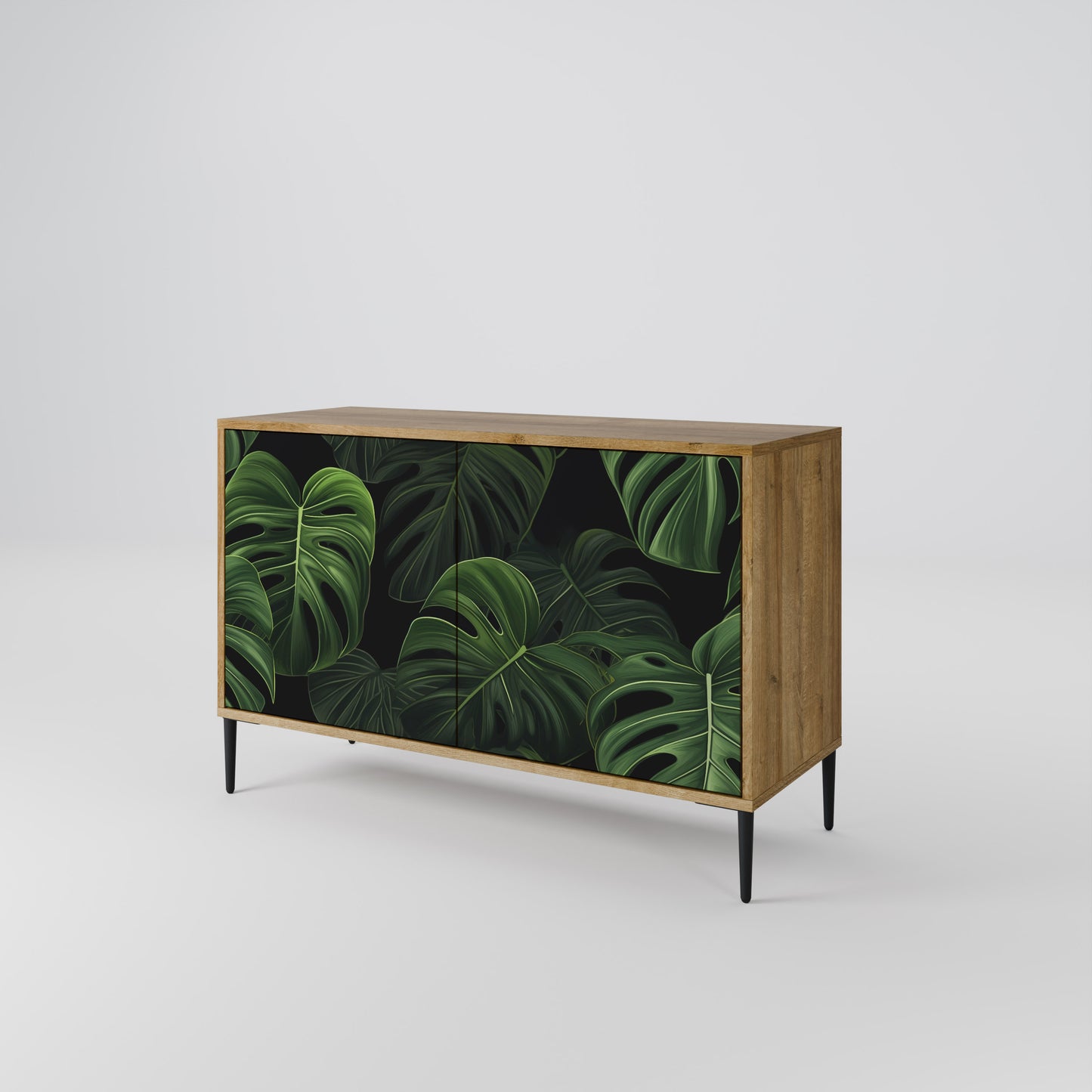 INFINITE MONSTERA 2-dörrars skänk i ekeffekt