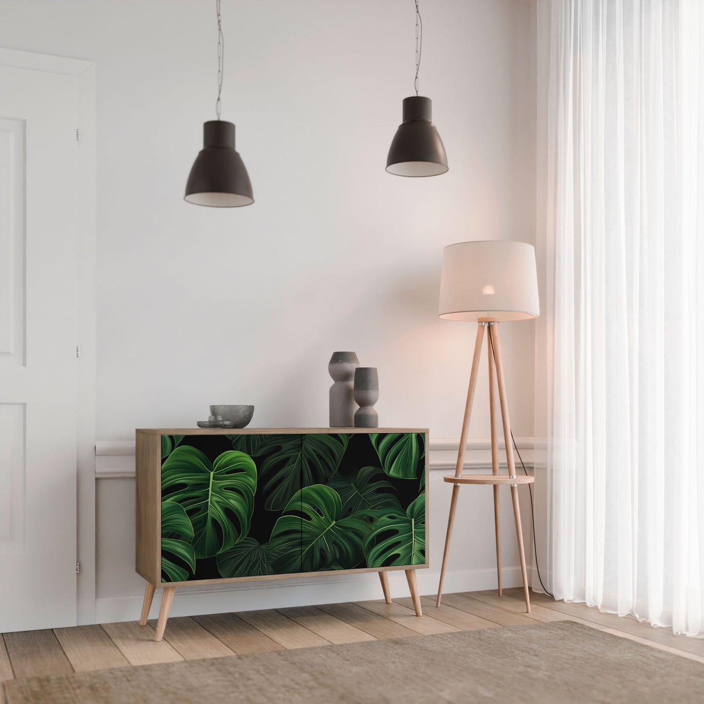 INFINITE MONSTERA 2-dörrars skänk i ekeffekt