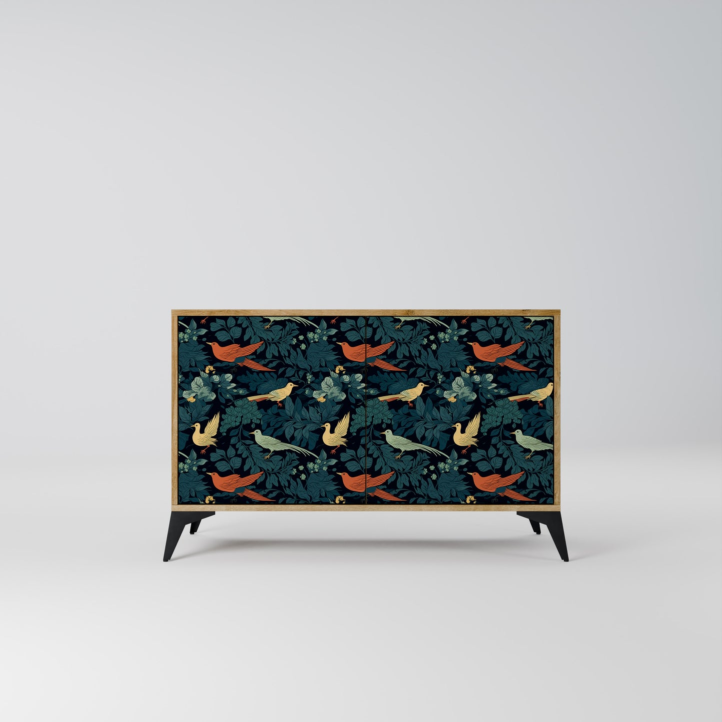 FOWL ORNAMENT 2-dörrars skänk i ekeffekt