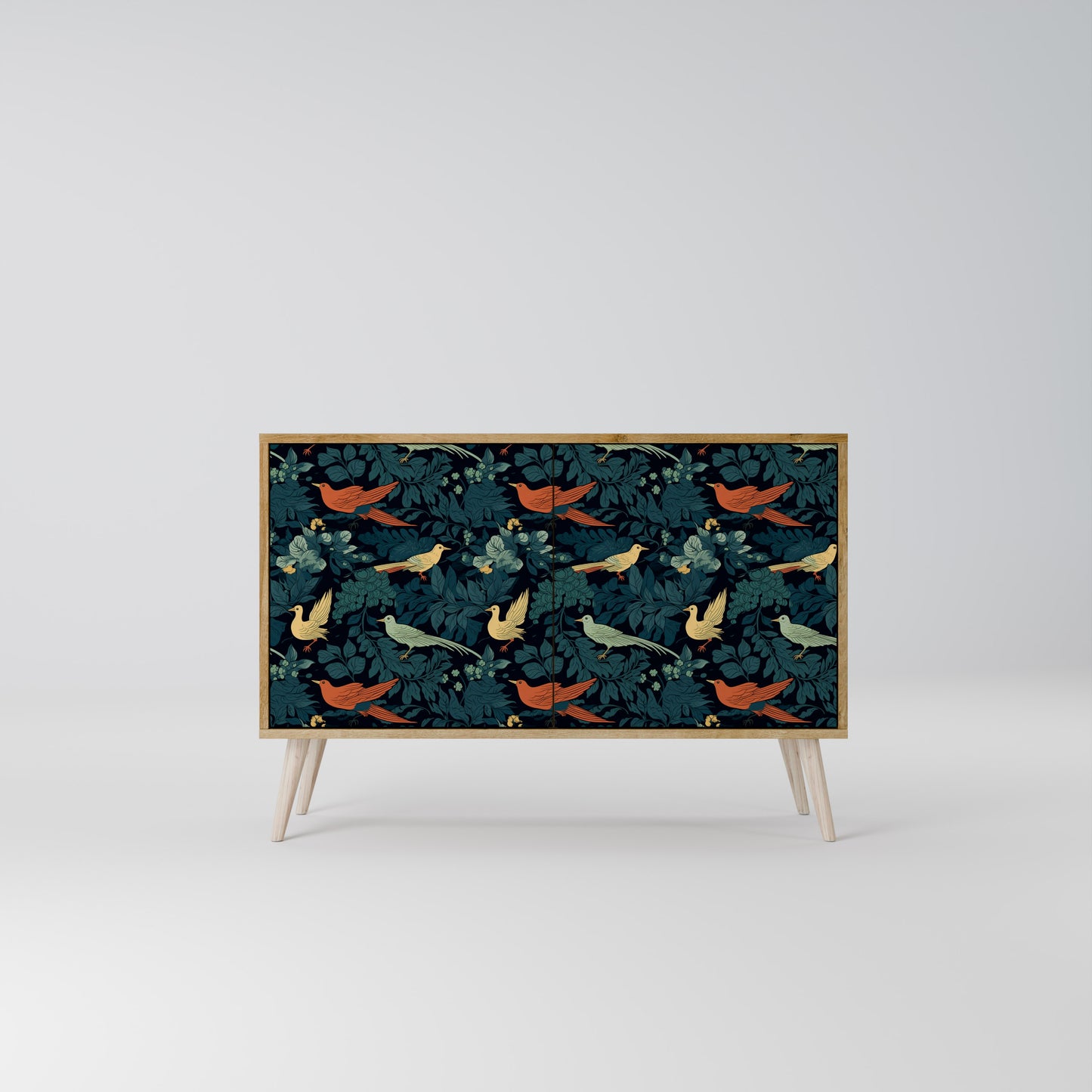 FOWL ORNAMENT 2-dörrars skänk i ekeffekt